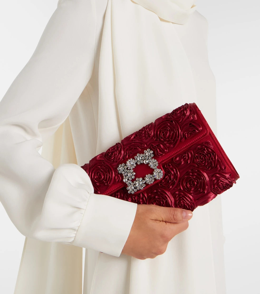 Roger Vivier - Rose Vivier embellished satin clutch