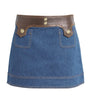 Sandro Paris Blue Denim Contrast-Trim Skirt