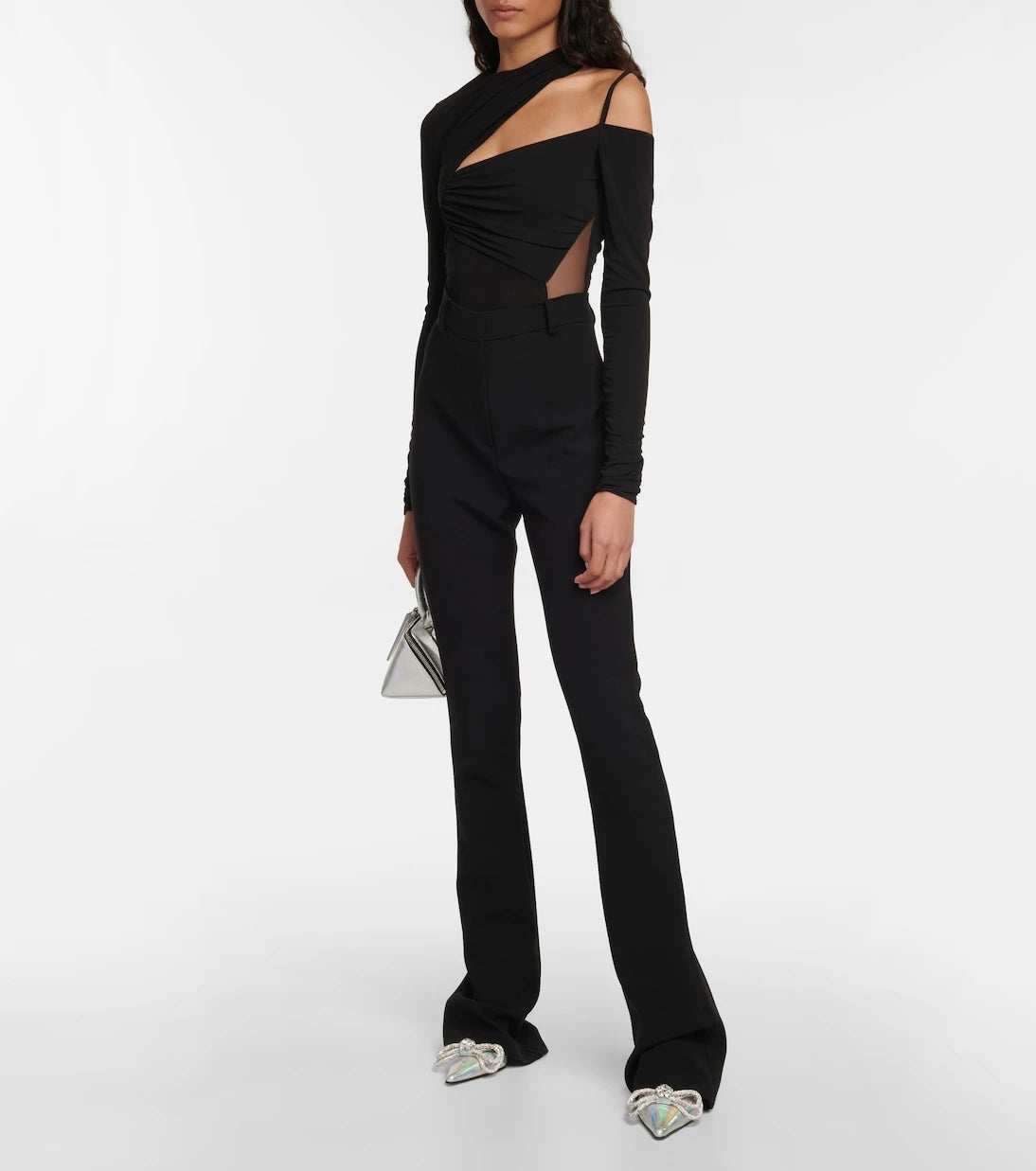 Nensi Dojaka - Asymmetric tulle-paneled bodysuit