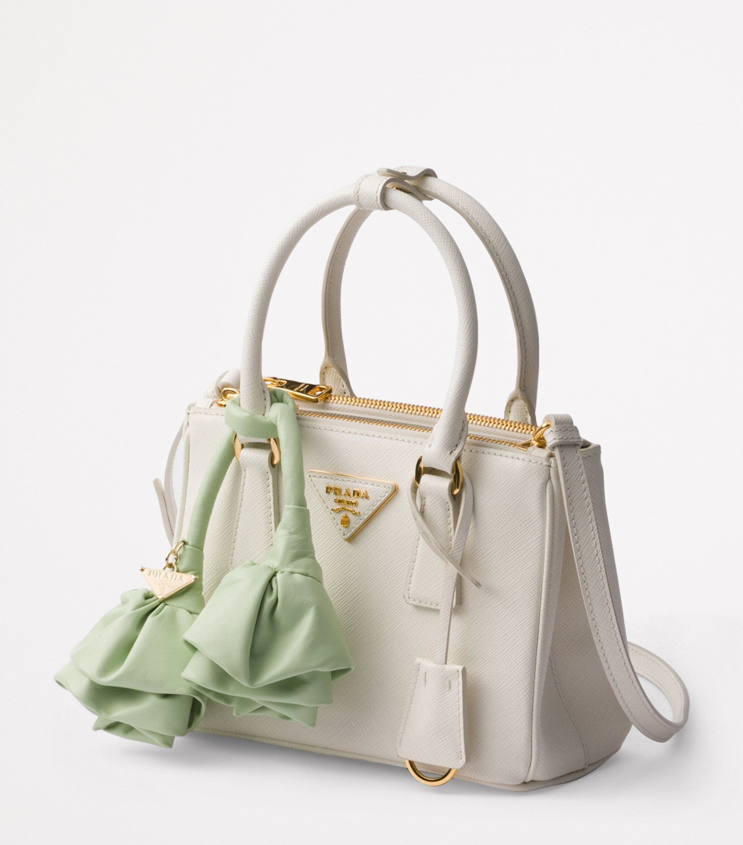 Prada White Mini Leather Galleria Top-Handle Bag