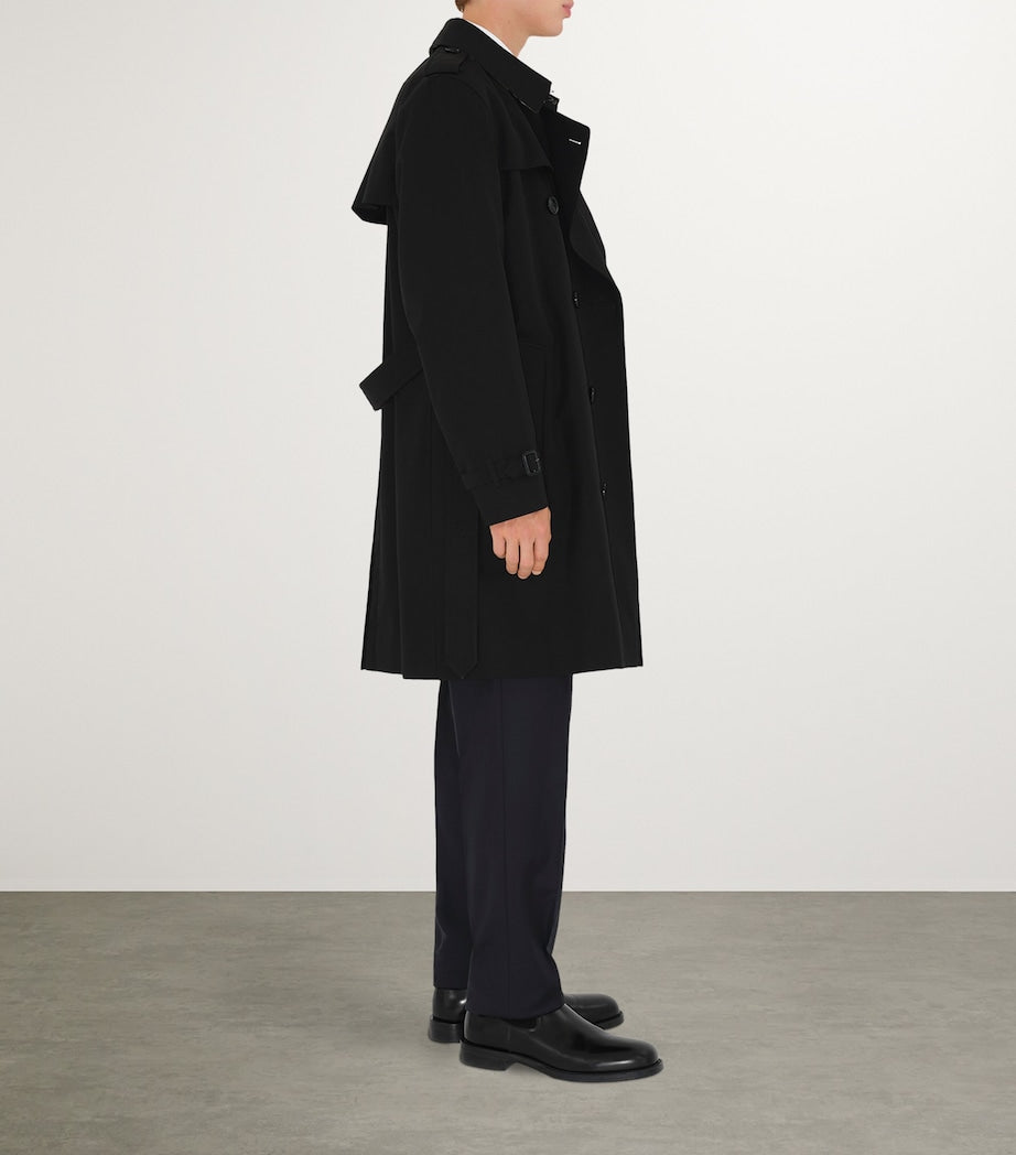 Burberry Black Mid-Length Kensington Heritage Trench Coat