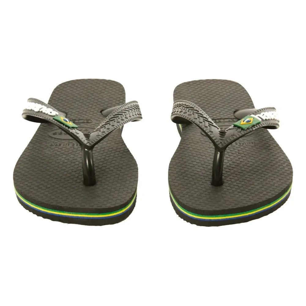Havaianas - Logo Brasil Flip Flops | Black