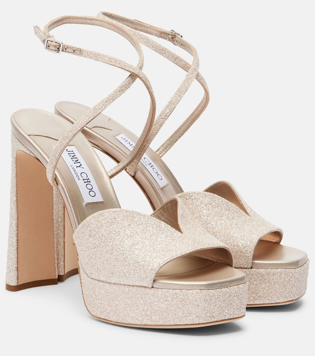Jimmy Choo - صندل كارلي 125 بلاتفورم براق