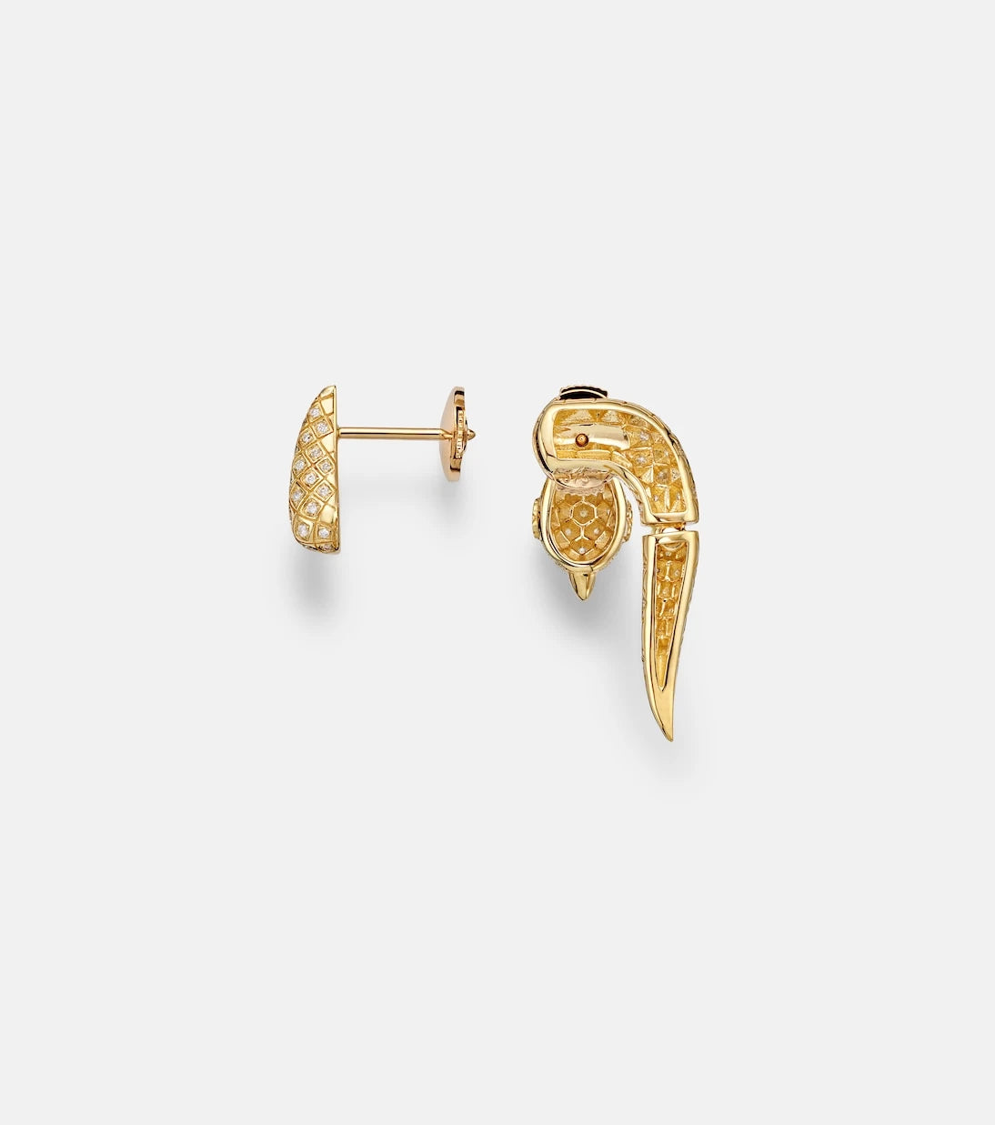Yvonne Léon - Python 9kt gold earrings with diamonds and spinels