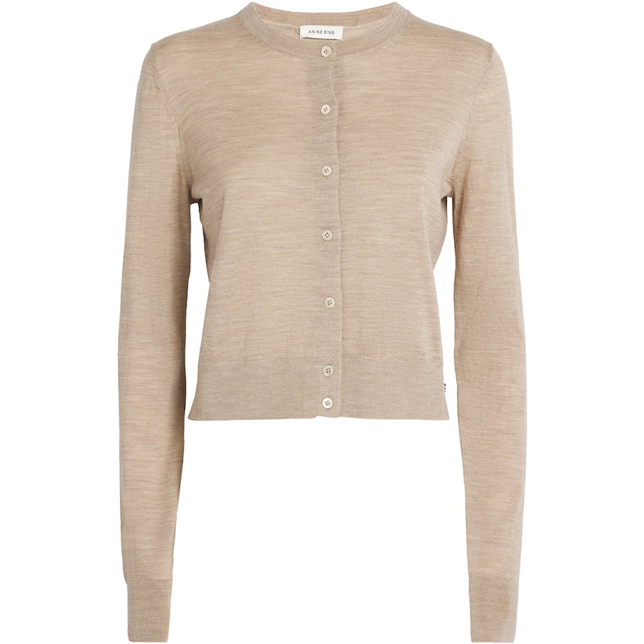 Beige Wool-Cashmere Moni Cropped Cardigan
