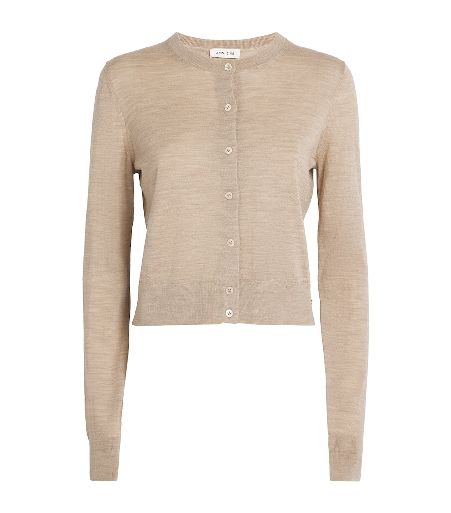 Beige Wool-Cashmere Moni Cropped Cardigan