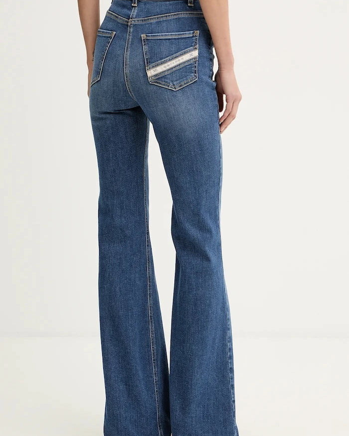 Elisabetta Franchi kadın flare kot pantolon