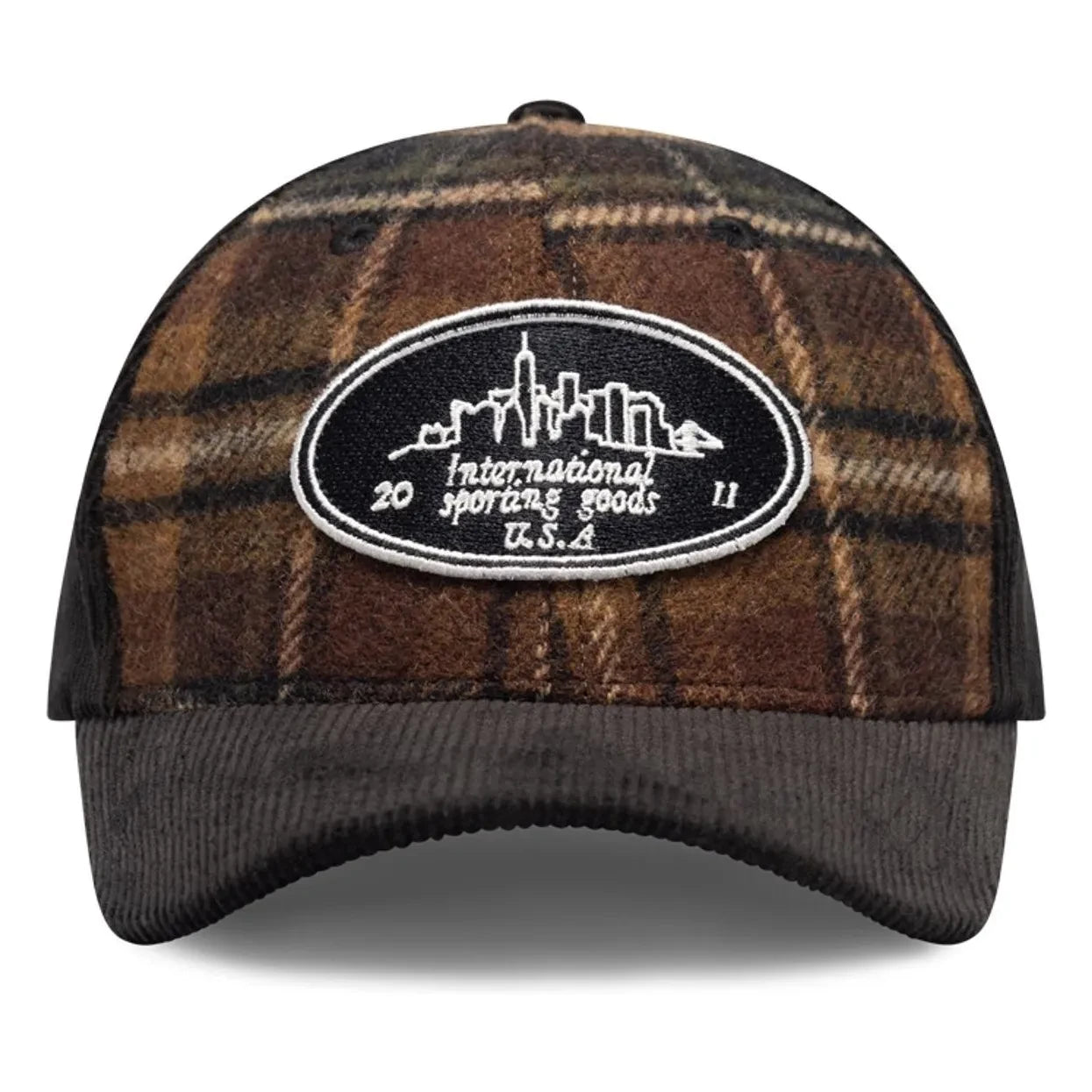 Les Deux - Skyline Patch Check Wool Checkered Cap | Brown