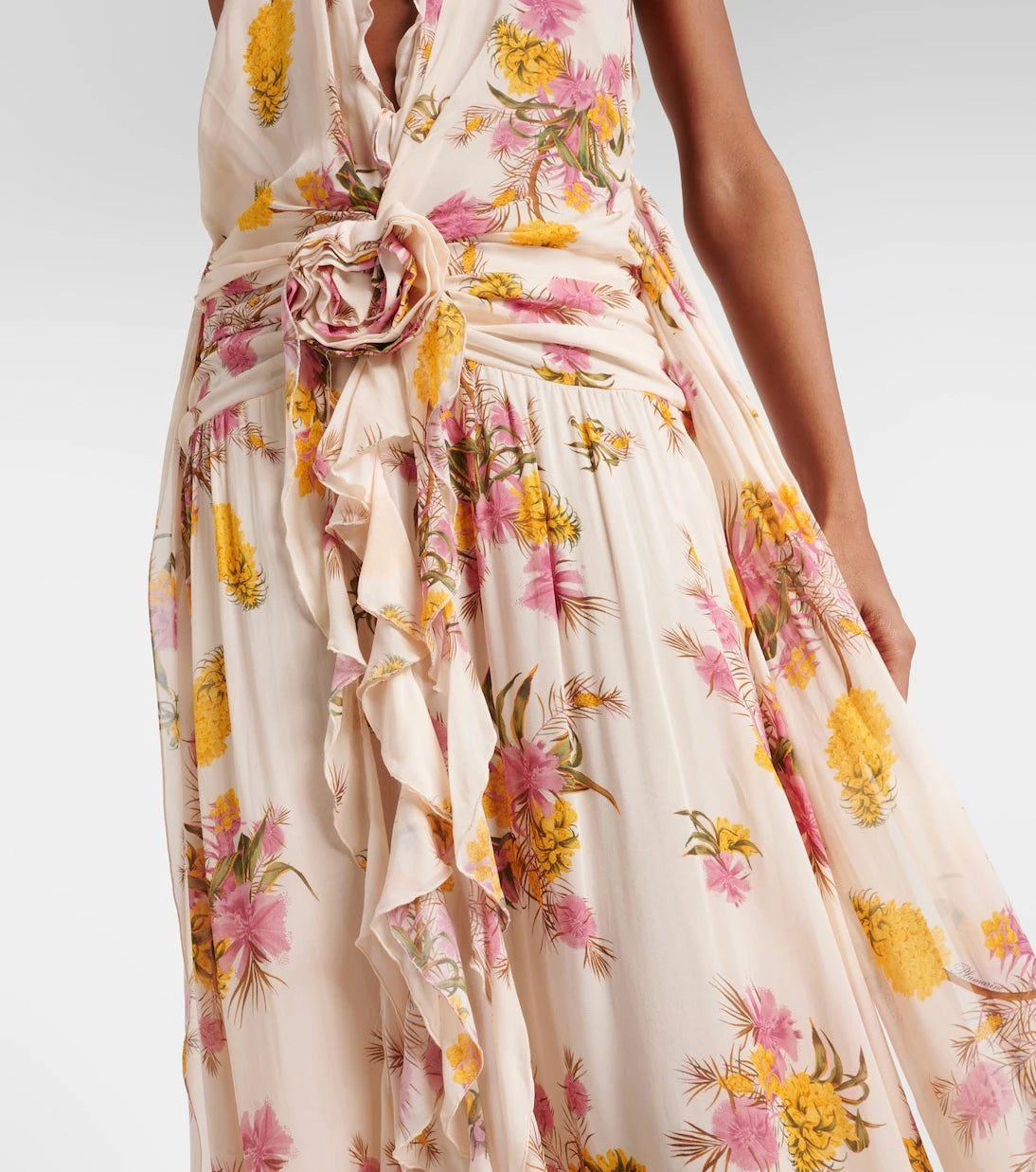 Blumarine - فستان جورجيت مكشكش بنقشة الزهور