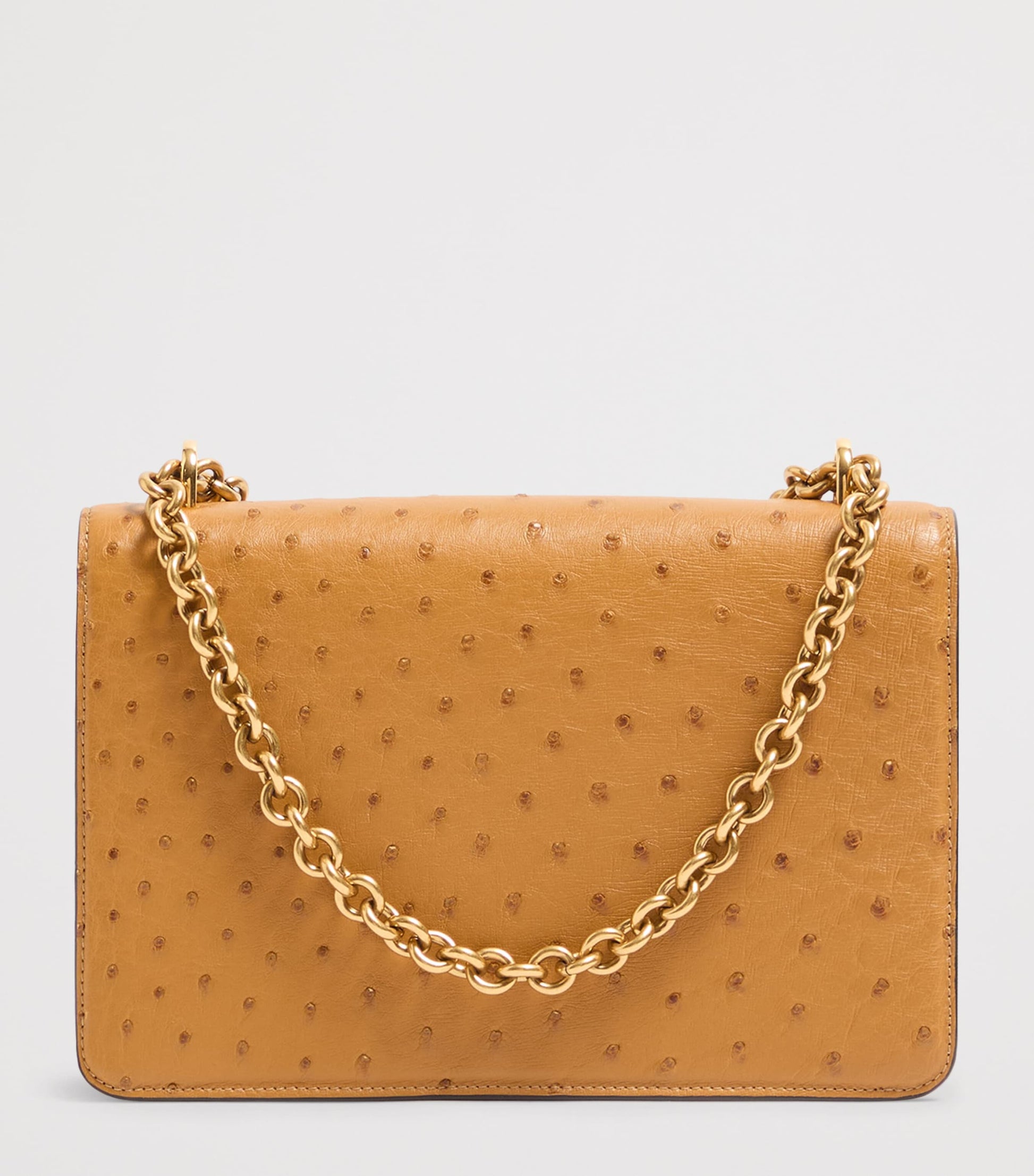 Ostrich Leather Vain Shoulder Bag