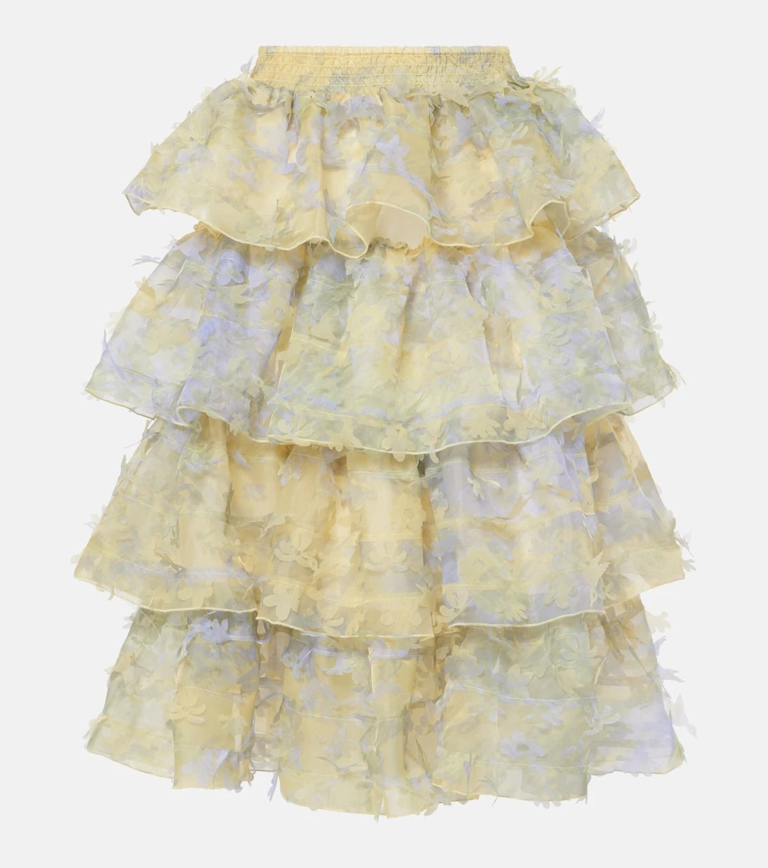 Susan Fang - Ruffled appliqué midi skirt