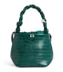 Green Croc-Embossed Leather Bou Bucket Bag
