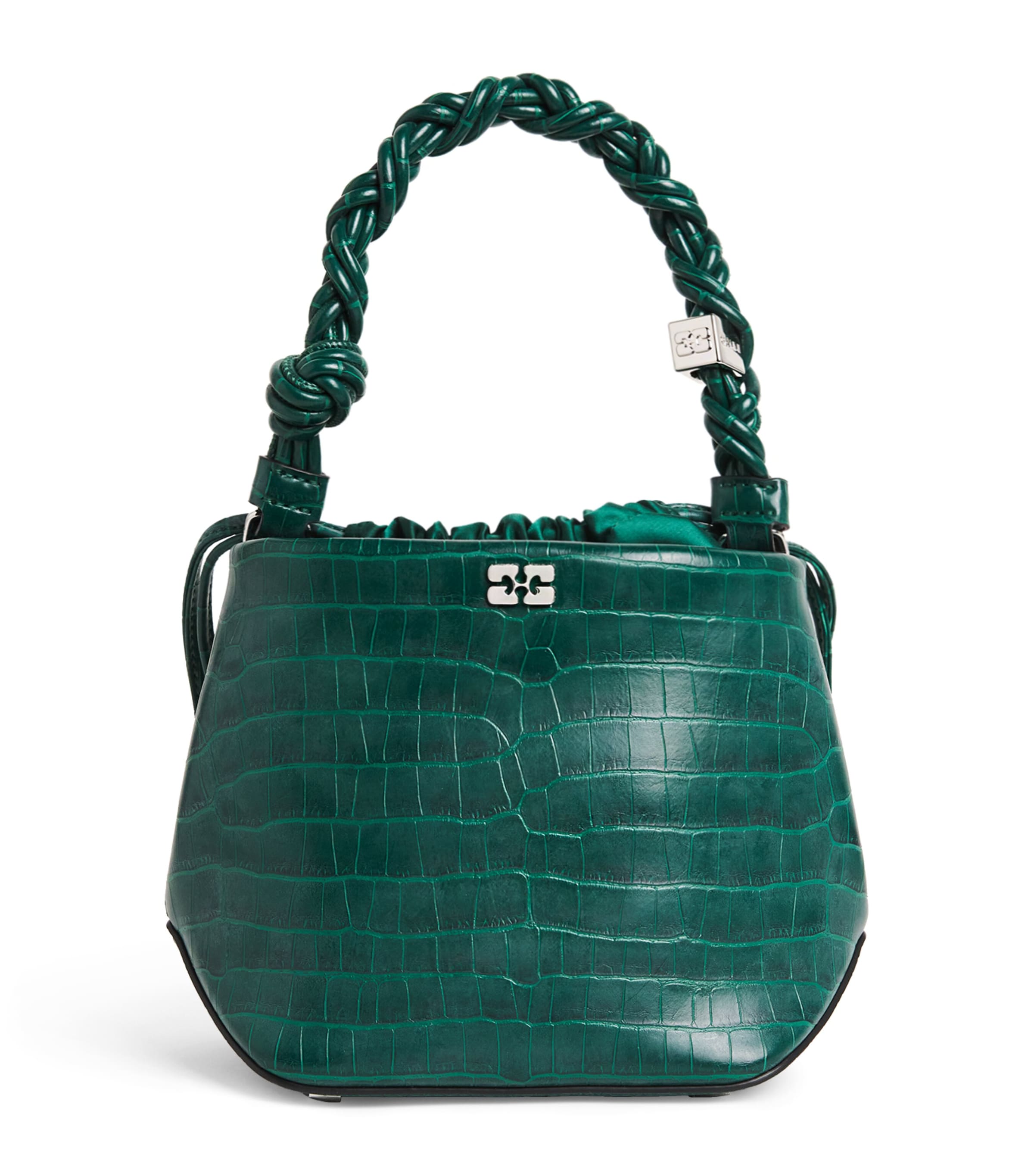 Green Croc-Embossed Leather Bou Bucket Bag