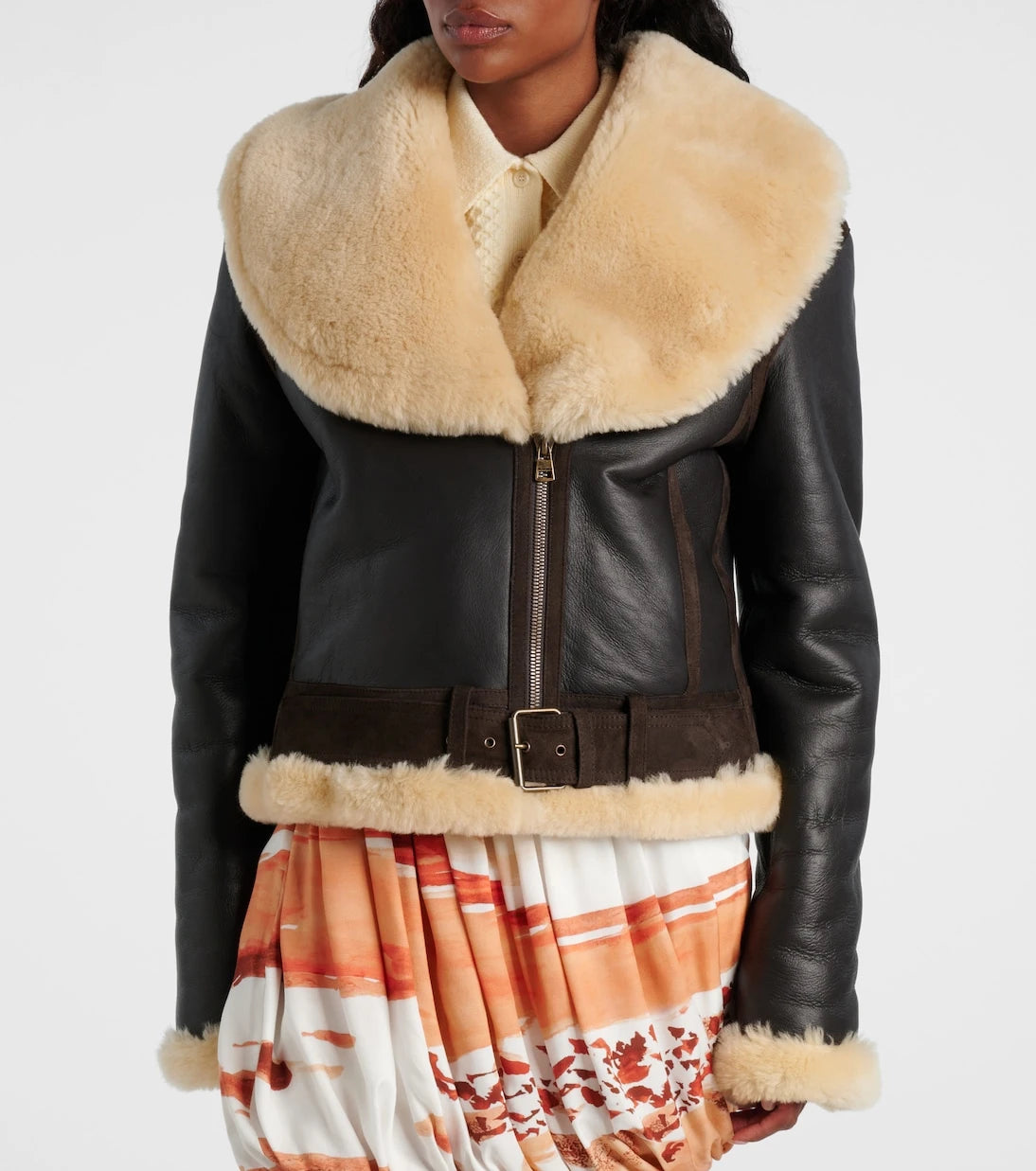 JW Anderson - Shearling-trimmed leather jacket