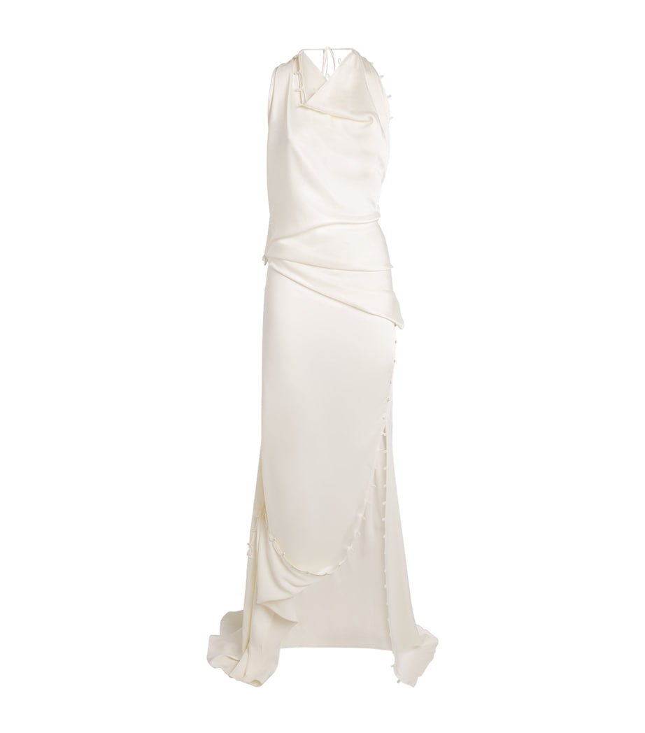Victoria Beckham Ivory Satin Rouleaux Gown
