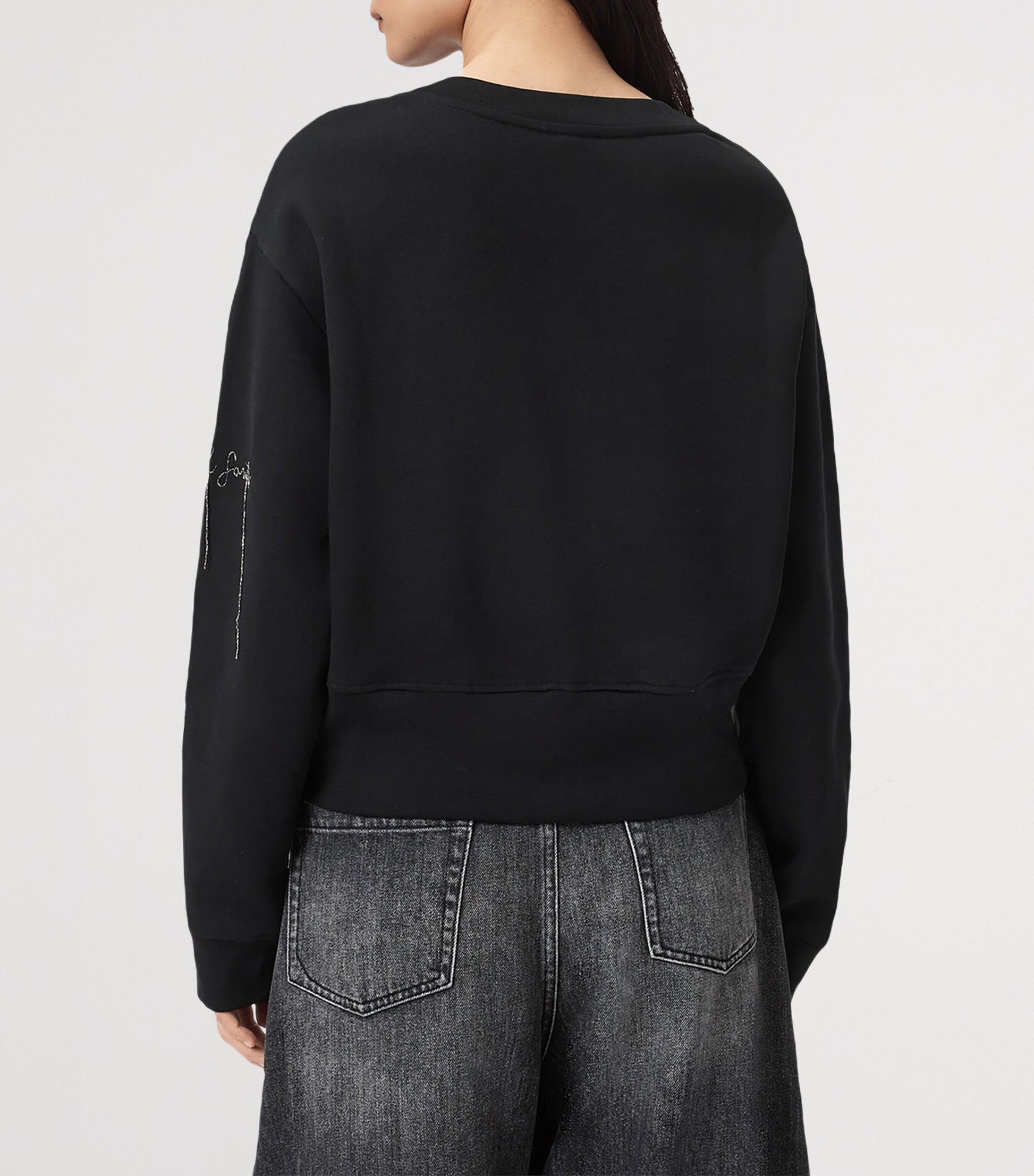 Black Embellished Separo Sweatshirt