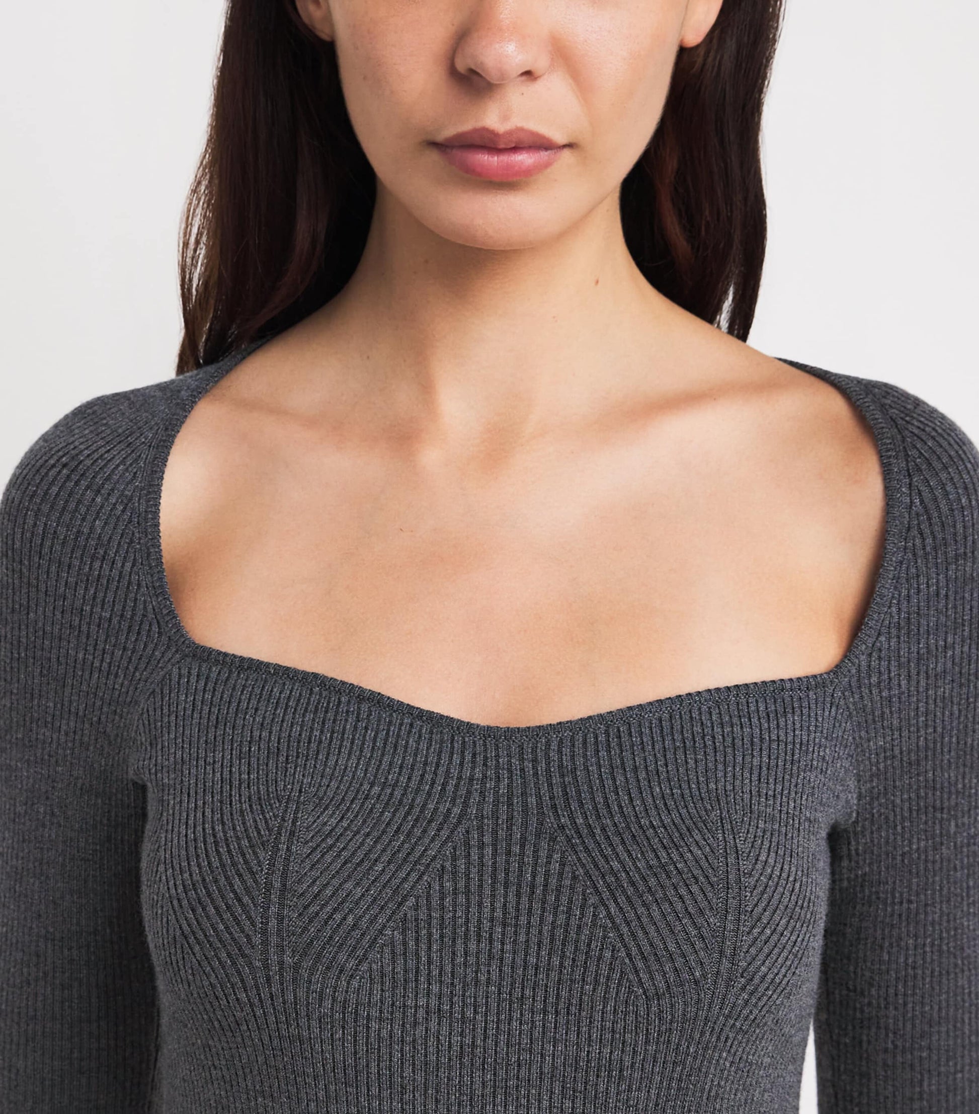 Maje Black Wool-Blend Ribbed Top