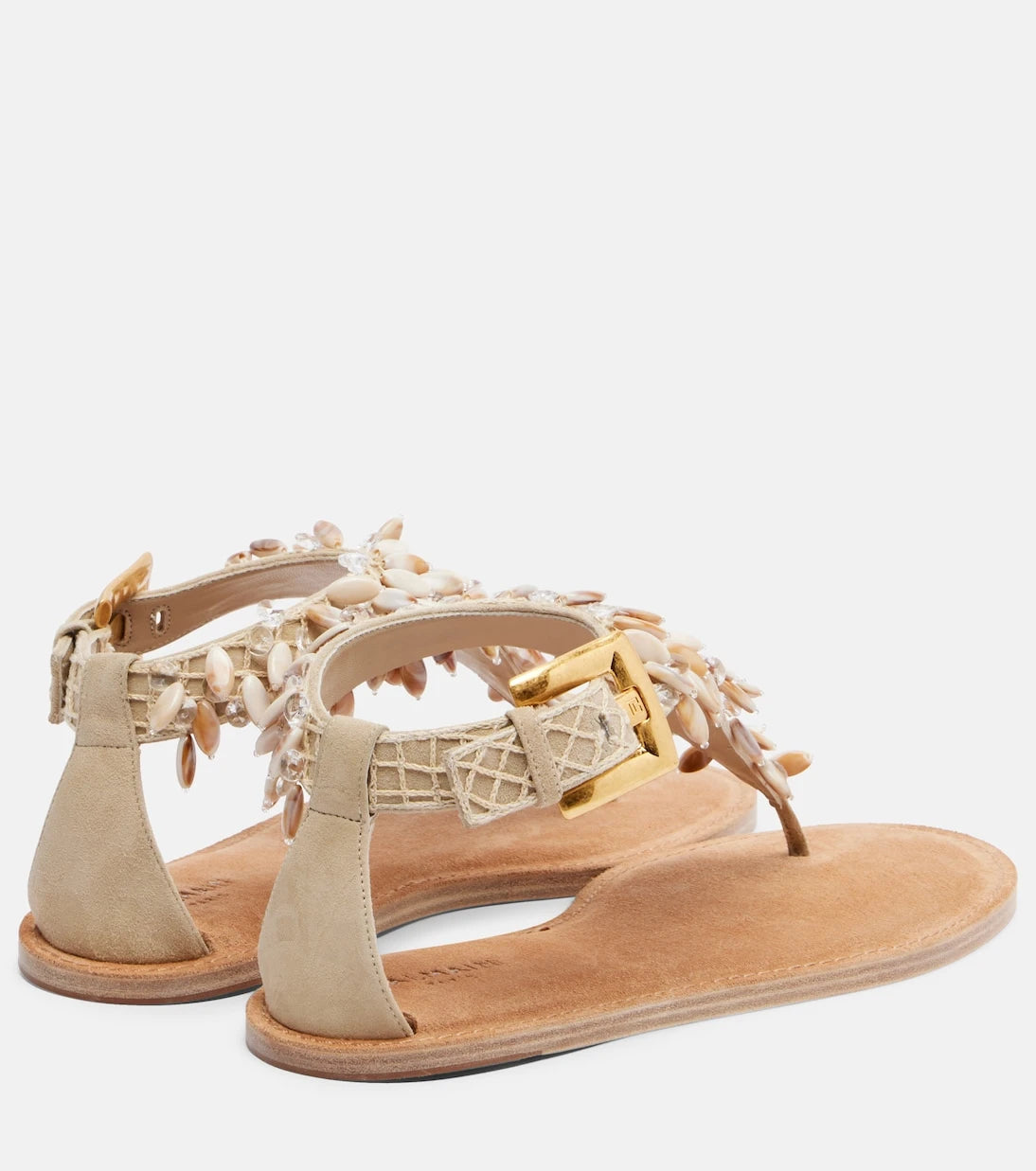 Balmain - Embellished suede thong sandals