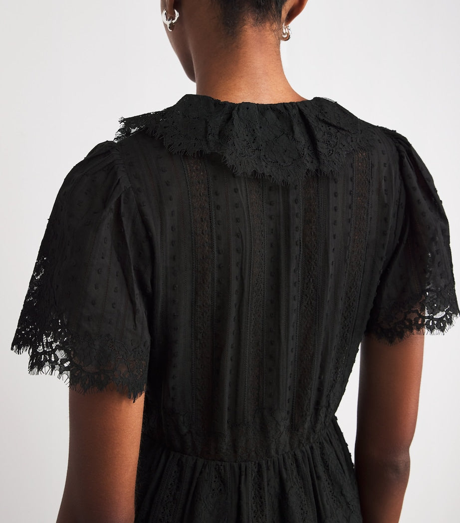 DÔEN Black Cotton Gabriella Midi Dress