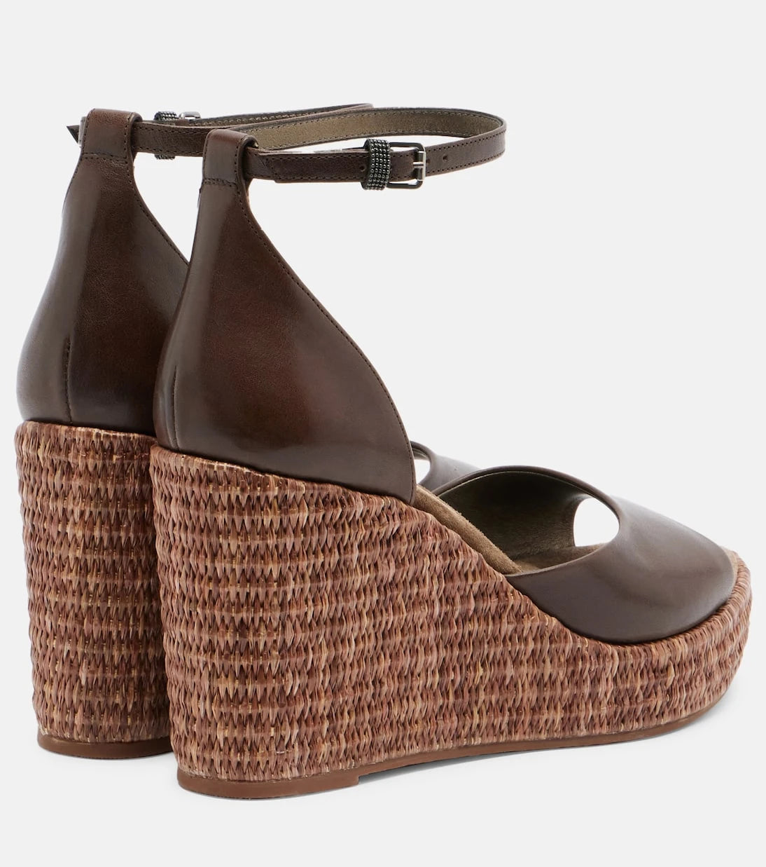 Brunello Cucinelli - Monili leather espadrille wedges
