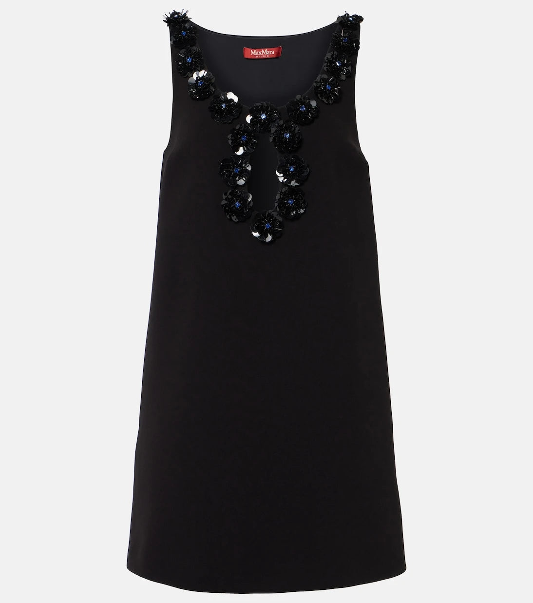 Max Mara - Delis payetli yırtmaçlı krep mini elbise
