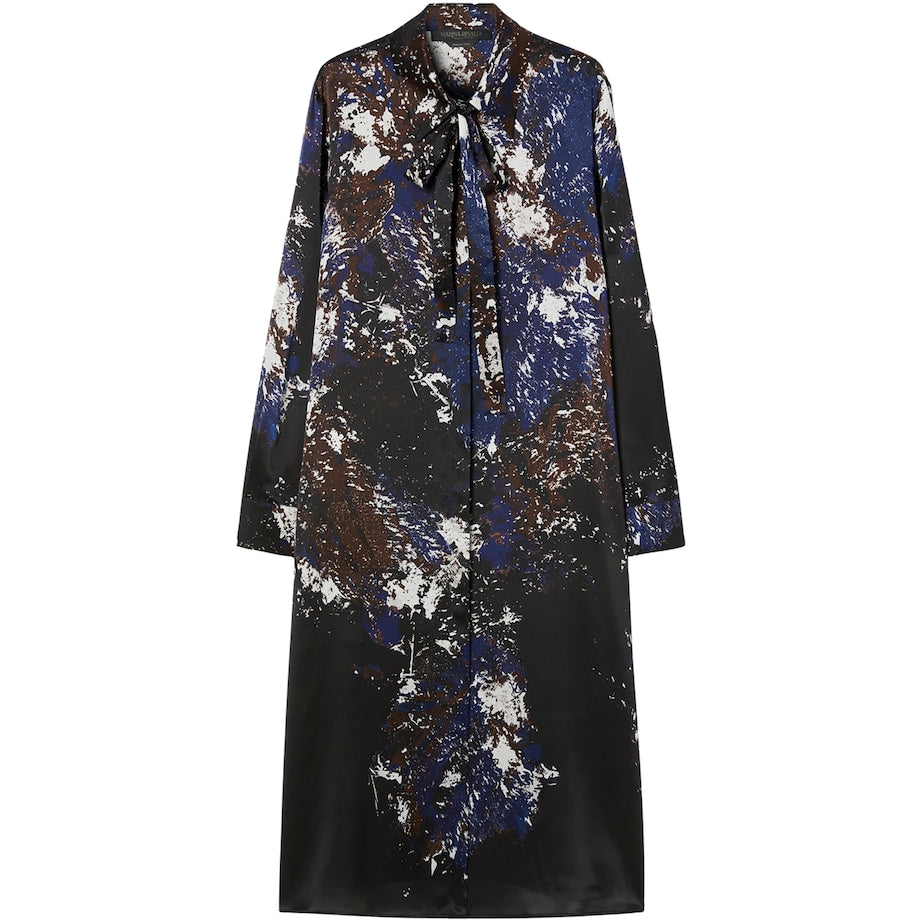 Silk Danila Shirt Midi Dress BLUE/BLACK