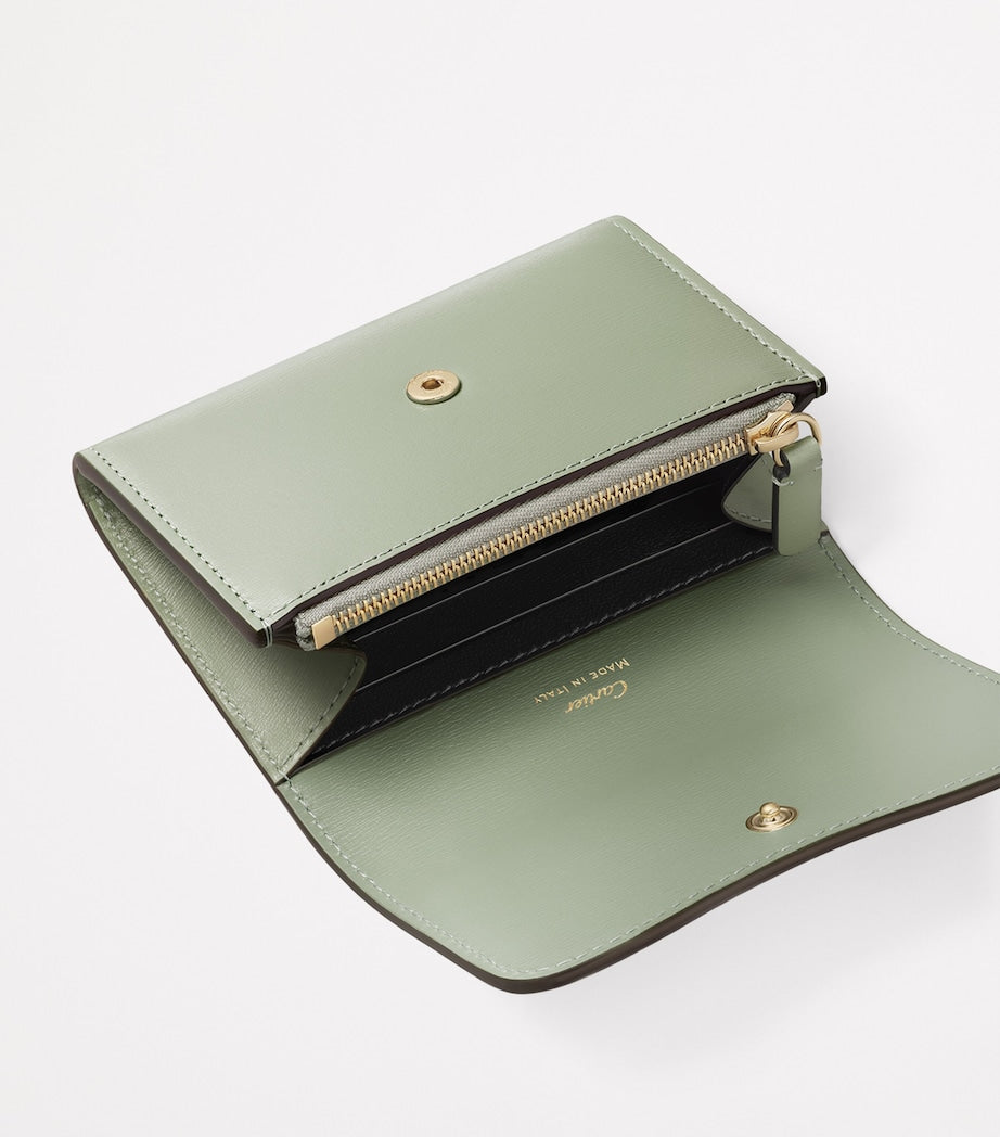 Calfskin Panthère de Cartier Mini Wallet SAGE GREEN