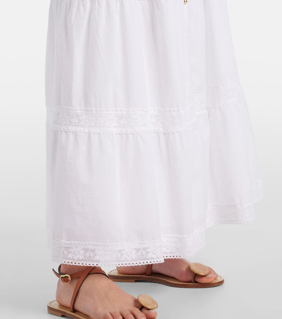 Melissa Odabash - Cate lace-trimmed cotton maxi skirt