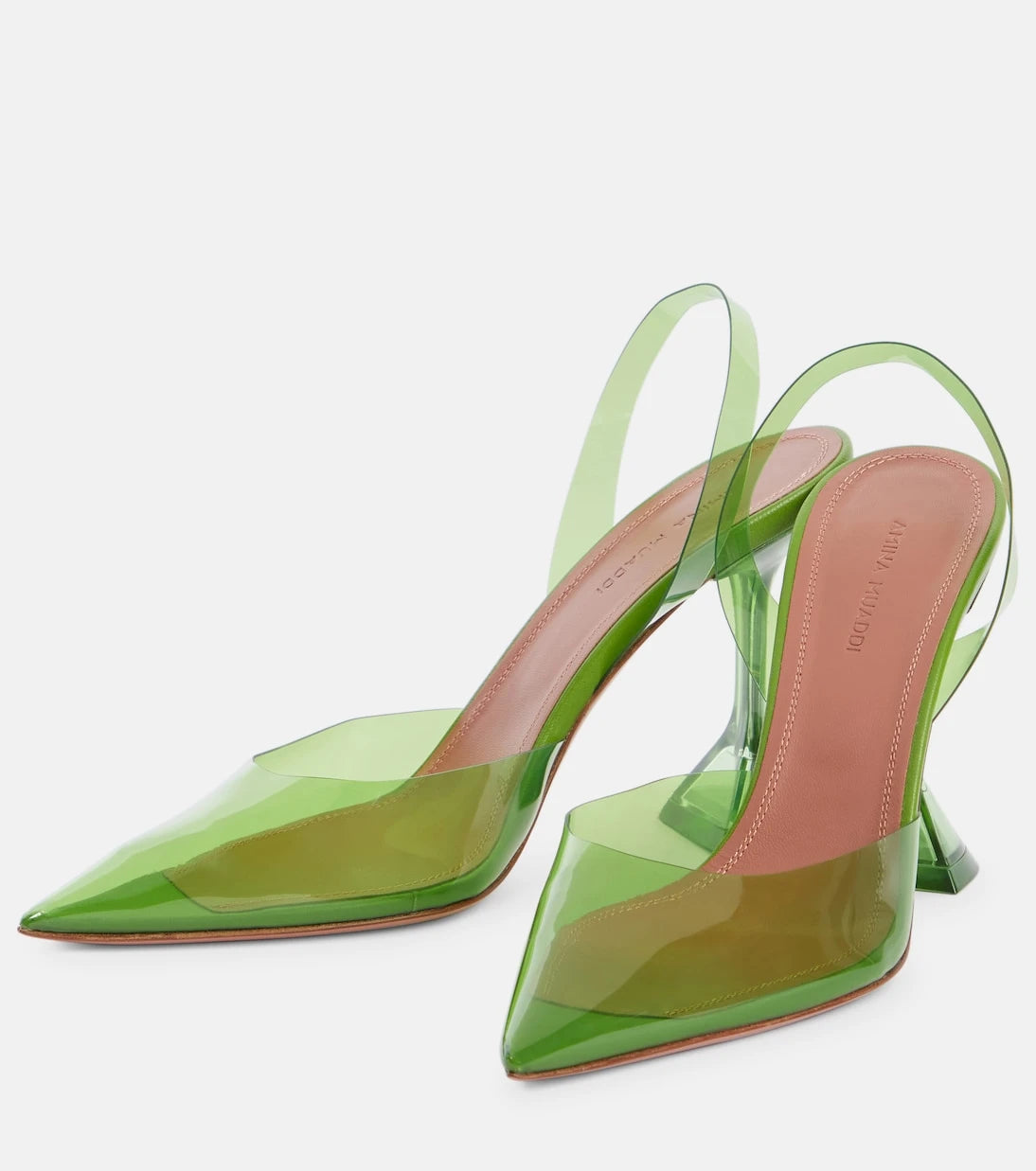 Amina Muaddi - Holli Glass PVC slingback pumps