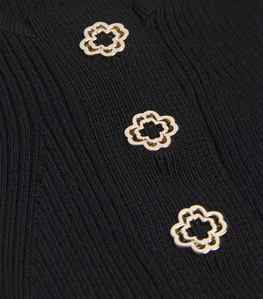 Maje Black Rib-Knit Mini Dress