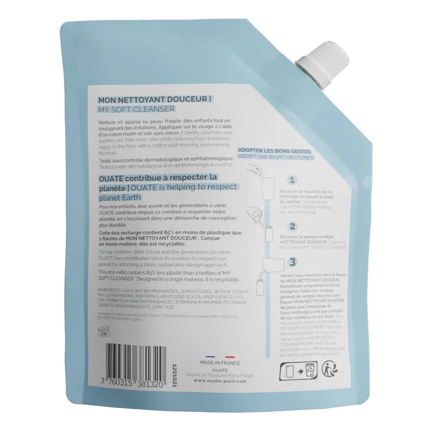 Ouate - Gentle Face Cleanser Refill - 300 ml