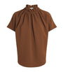 Edeline Lee Brown Ruff Blouse