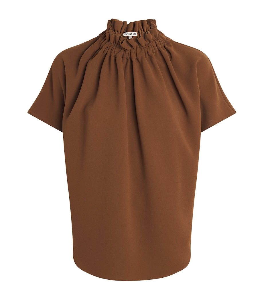 Edeline Lee Brown Ruff Blouse
