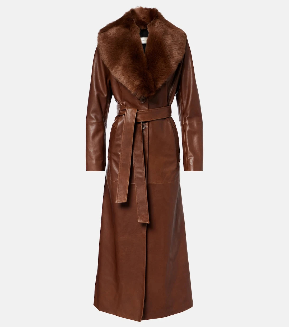 Nour Hammour - Dakota shearling-trimmed leather coat