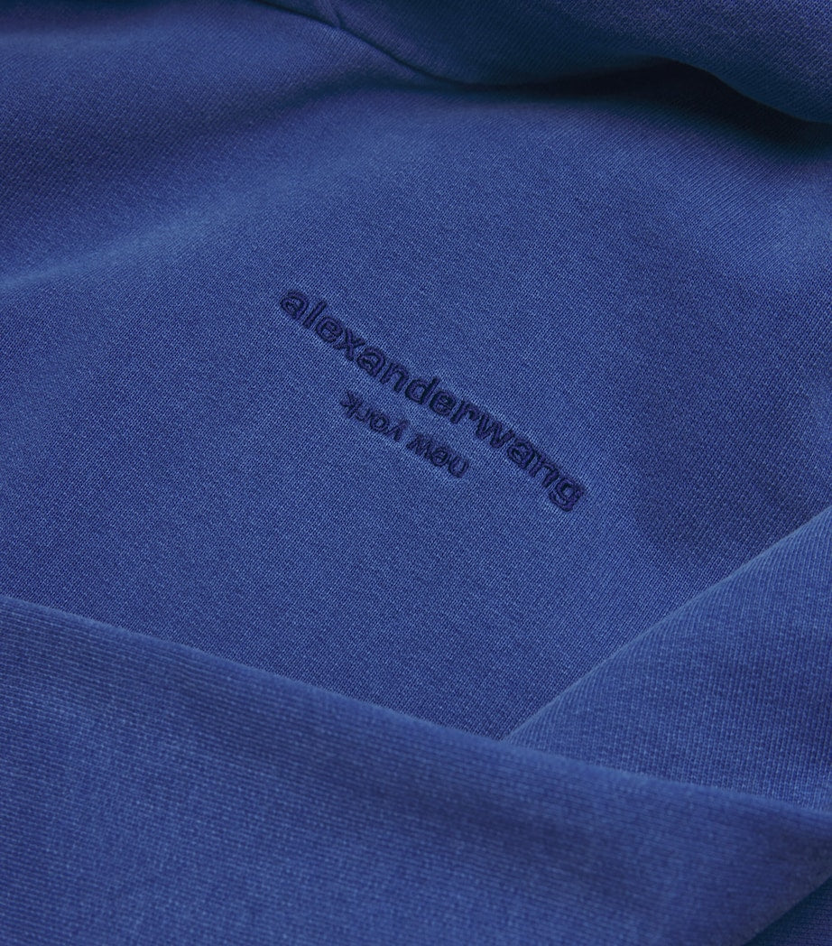 Alexander Wang Blue Cotton Logo Cropped Hoodie