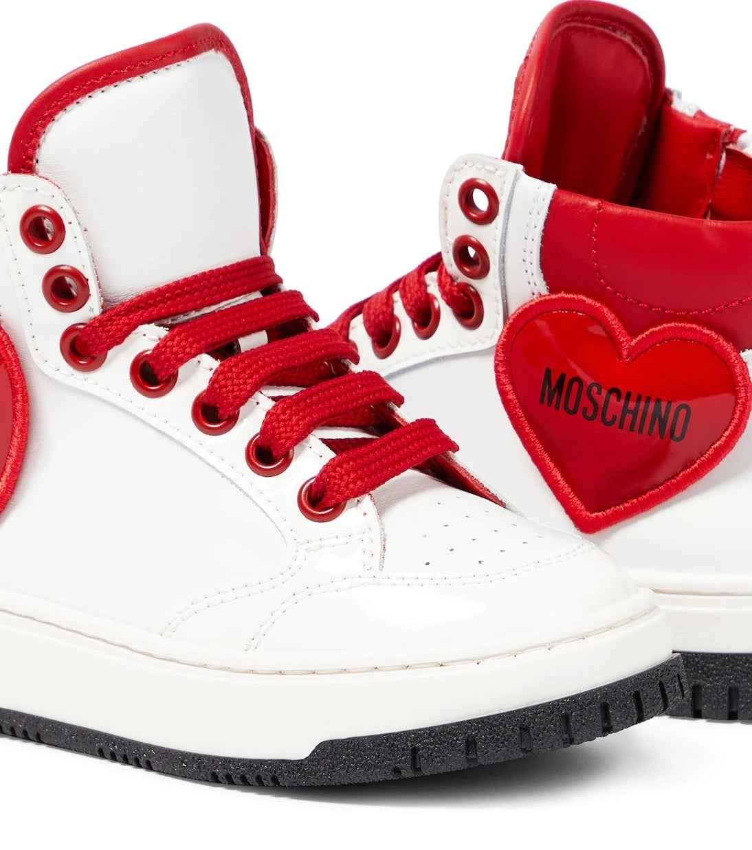 Moschino Kids - أحذية رياضية جلدية عالية الكاحل