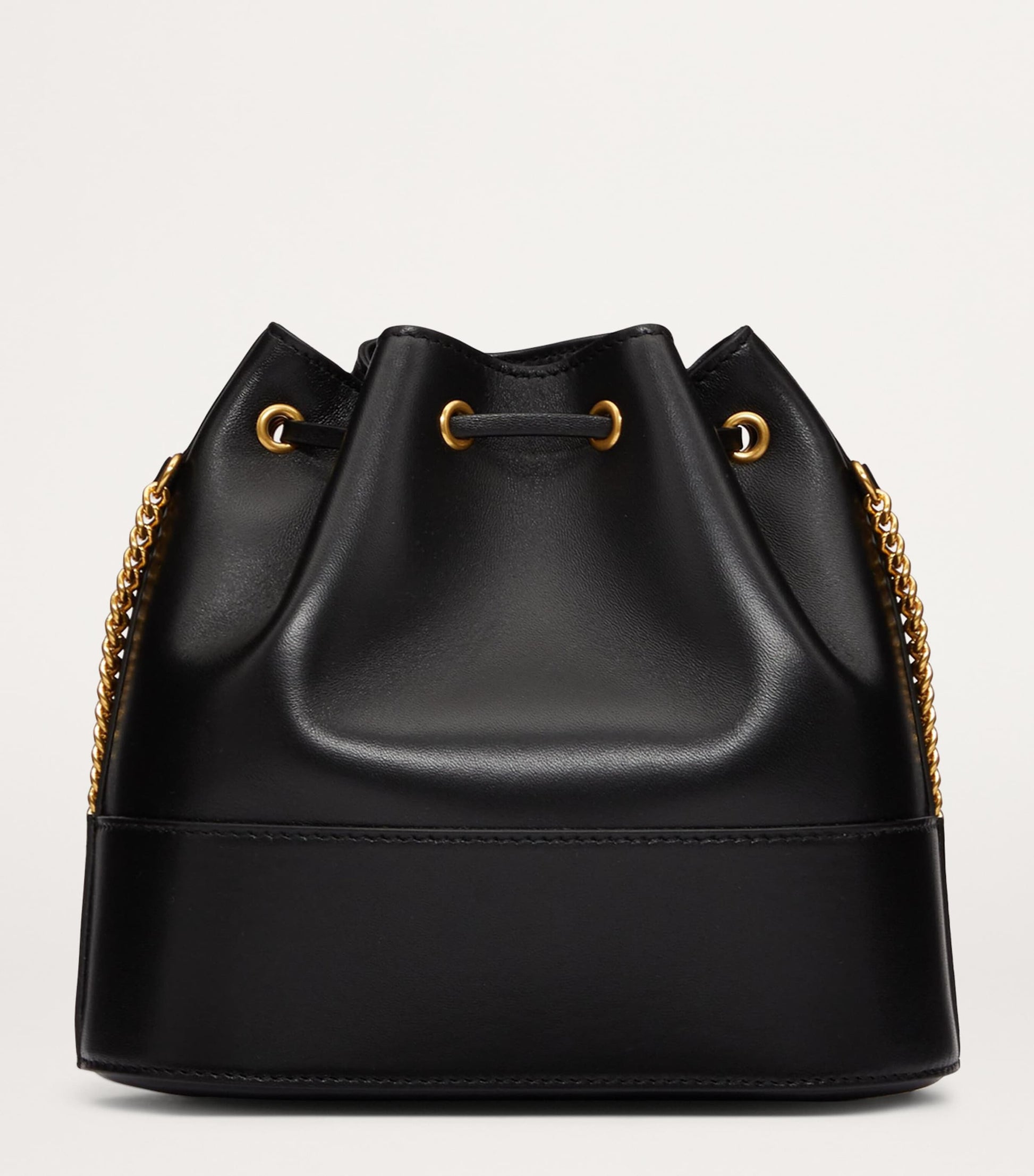 Valentino Garavani Black Leather VLogo Bucket Bag