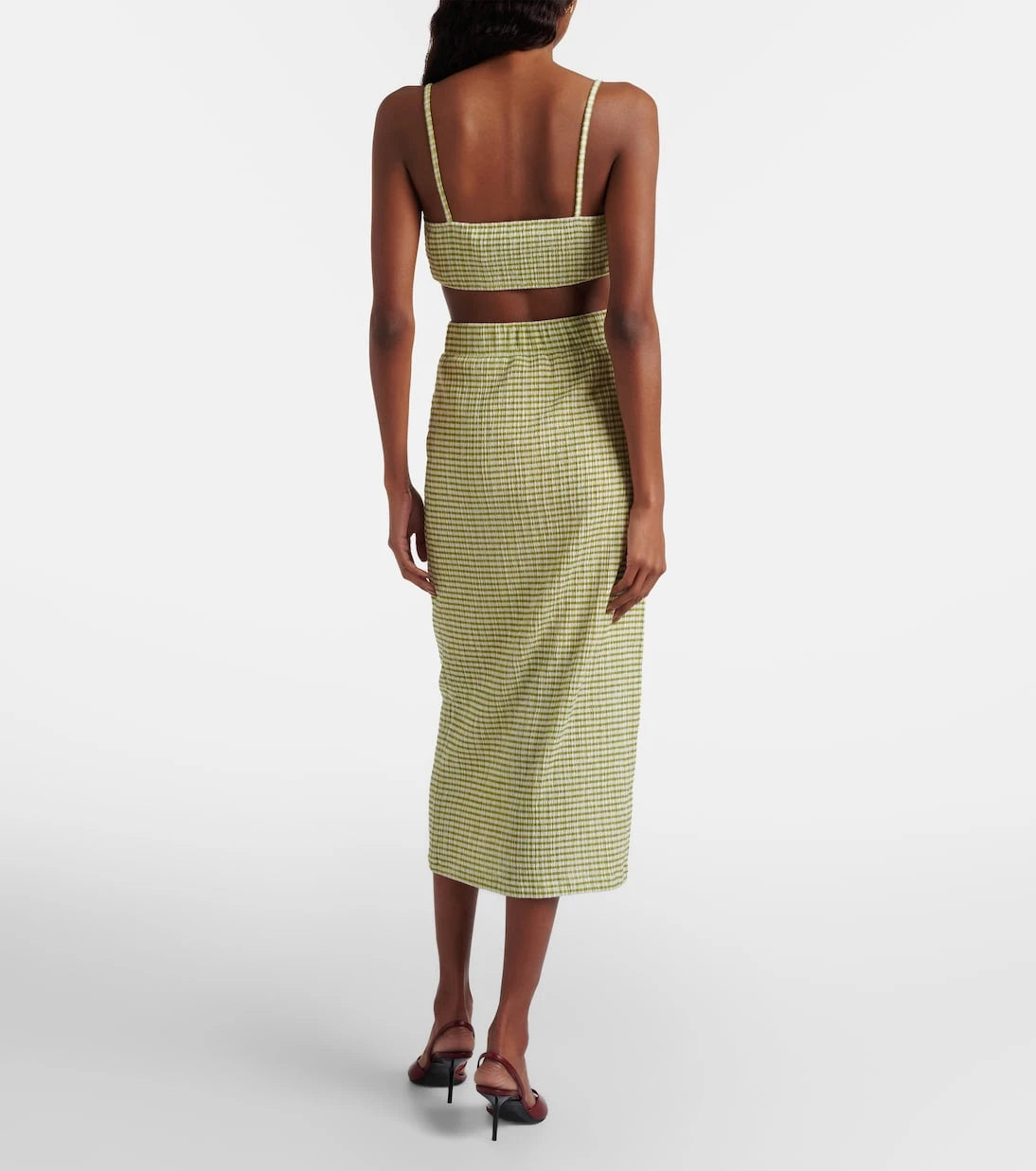 Vince - Gingham midi skirt