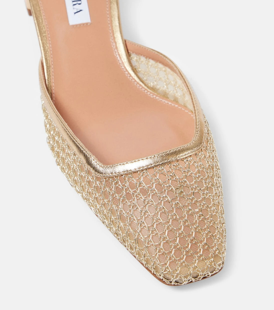 Aquazzura - Asha 35 leather-trimmed mesh pumps