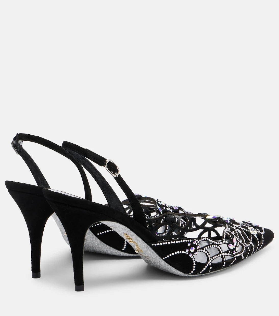 Rene Caovilla - Embellished suede slingback pumps