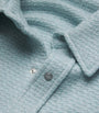 Blue Cashmere Waffle-Knit Overshirt