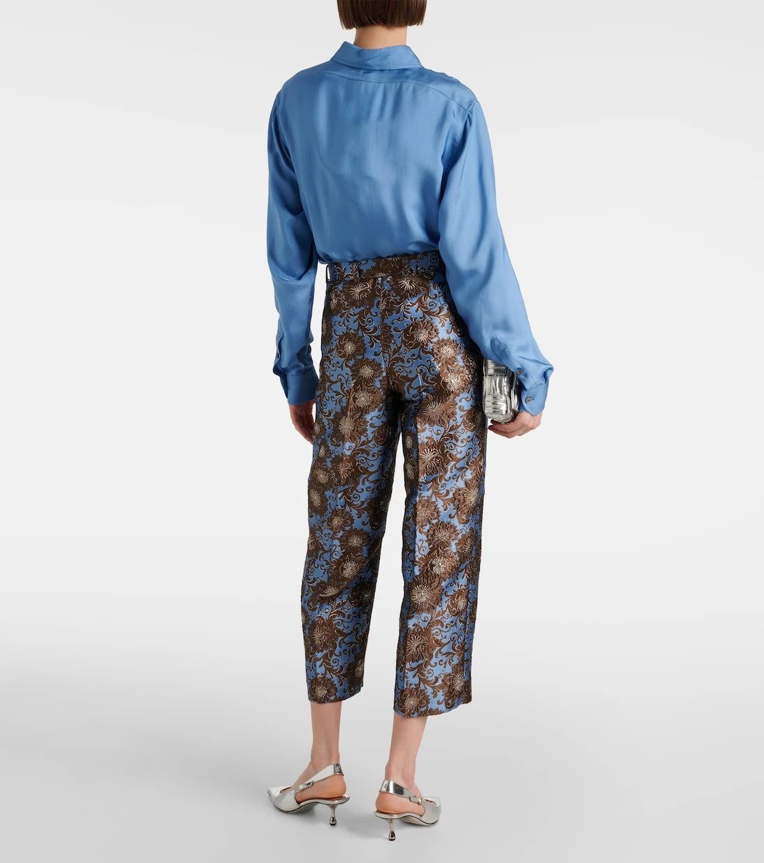 'S Max Mara - بنطال إليو بقصّة مستقيمة من الجاكار المُزهر