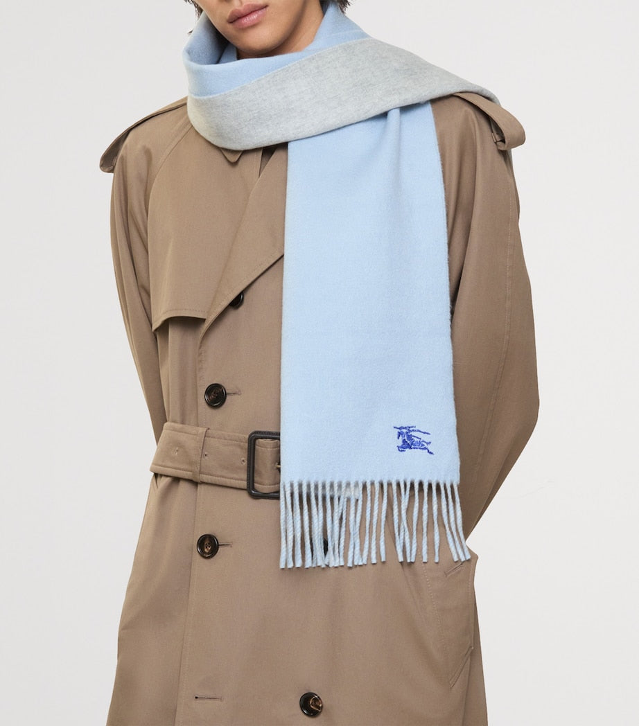 Blue Cashmere Reversible EKD Scarf