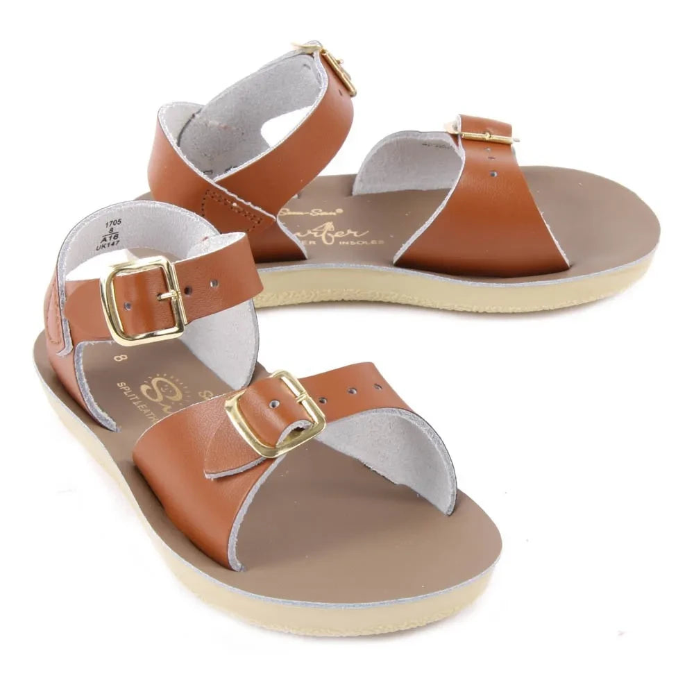 Salt-Water - Surfer Double Buckled Leather Waterproof Sandals | Camel