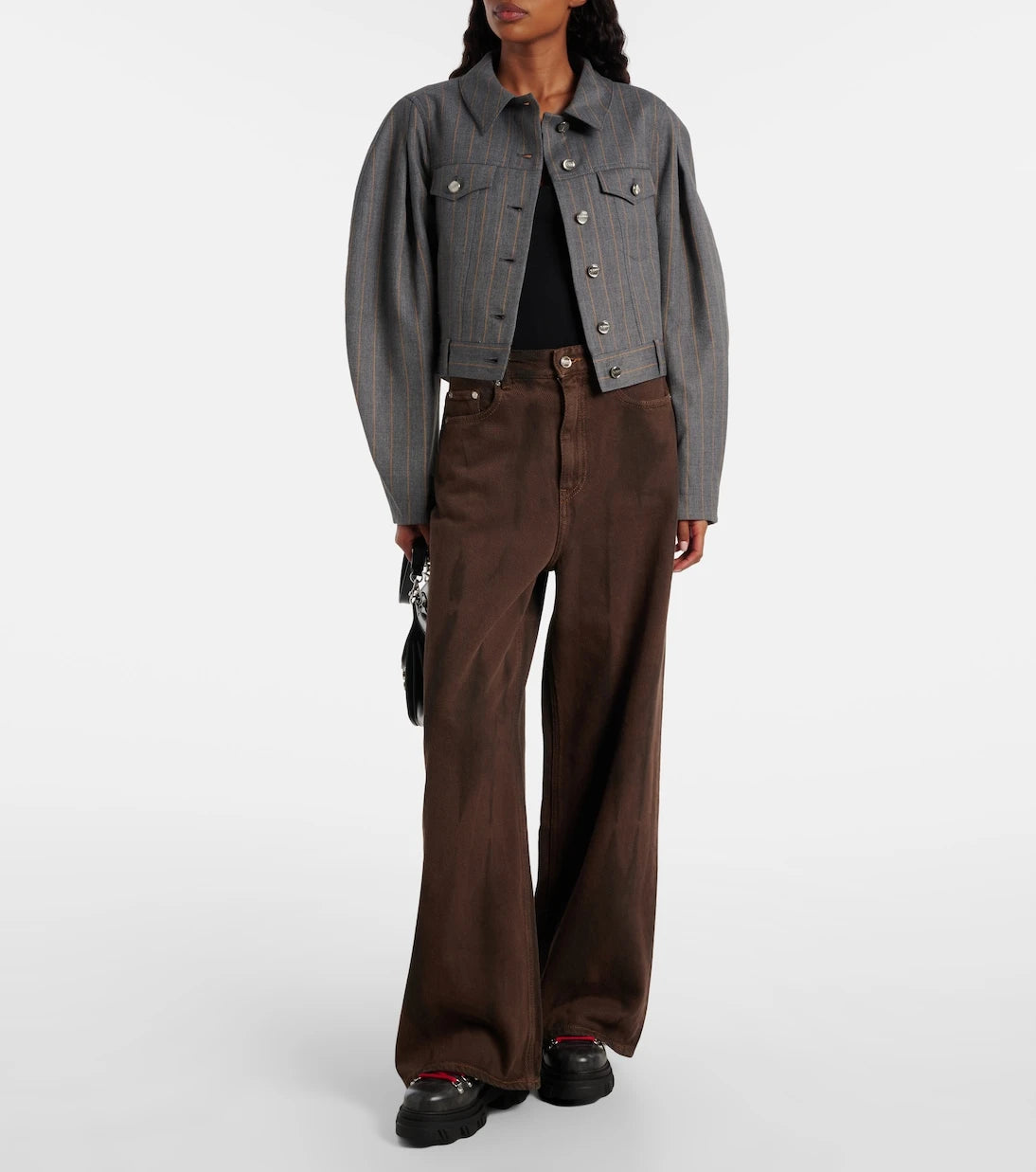 Ganni - Pinstripe cropped jacket