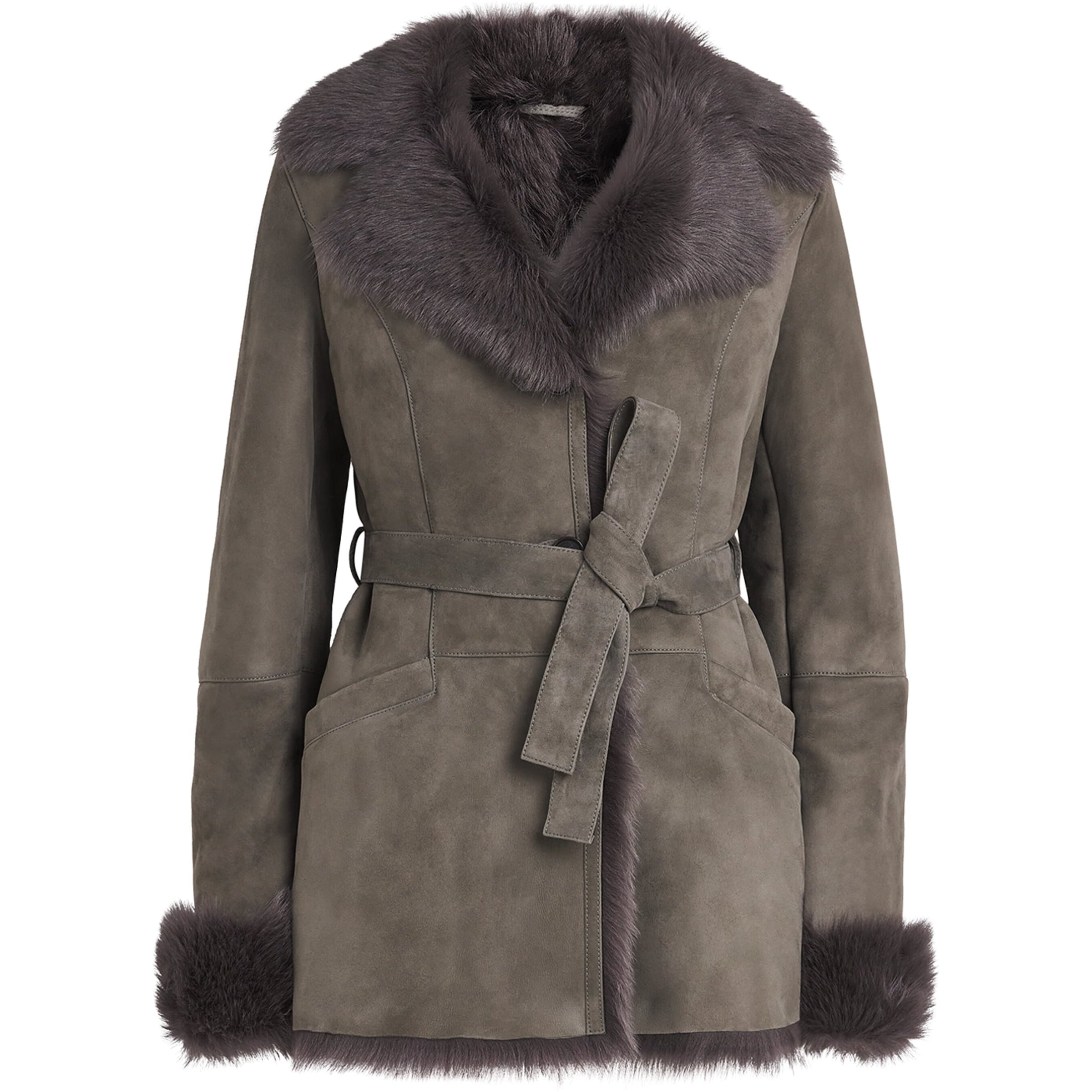 Arma Brown Suede-Shearling Louise Coat