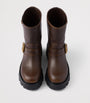 Prada Brown Leather Biker Boots