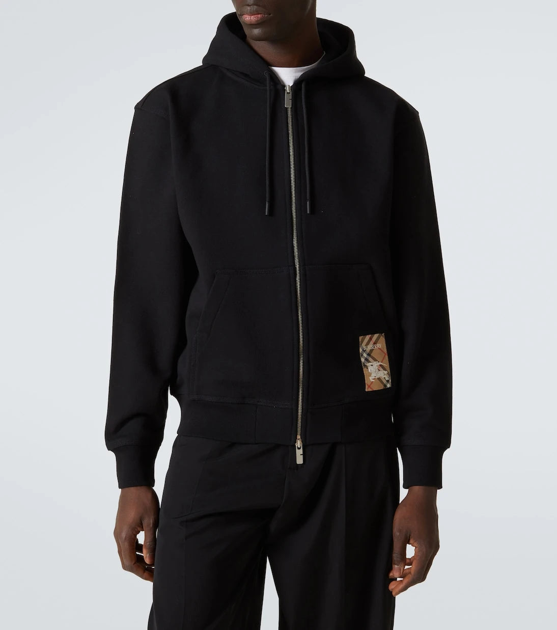 Burberry - سويت شيرت بغطاء رأس من قطن الجيرسي EKD بسحاب