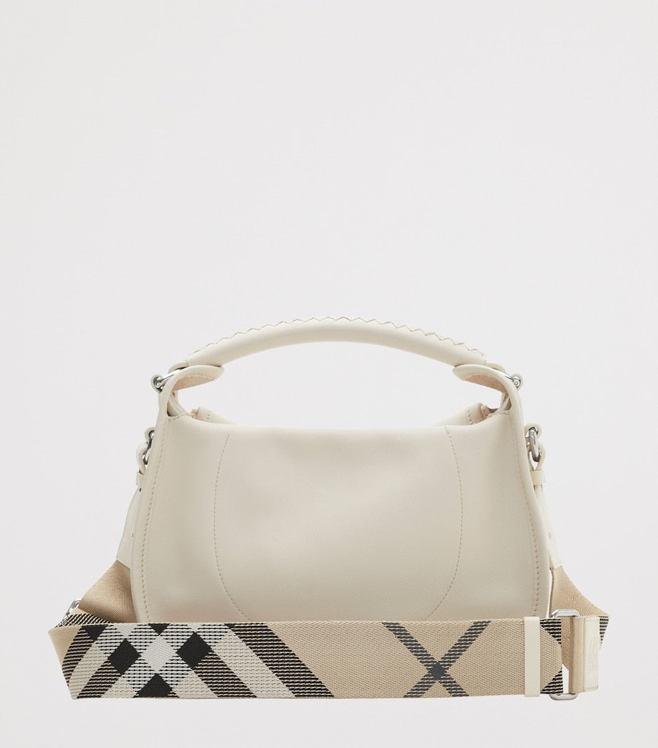 Burberry White Small Calf Leather B Clip Messenger Bag
