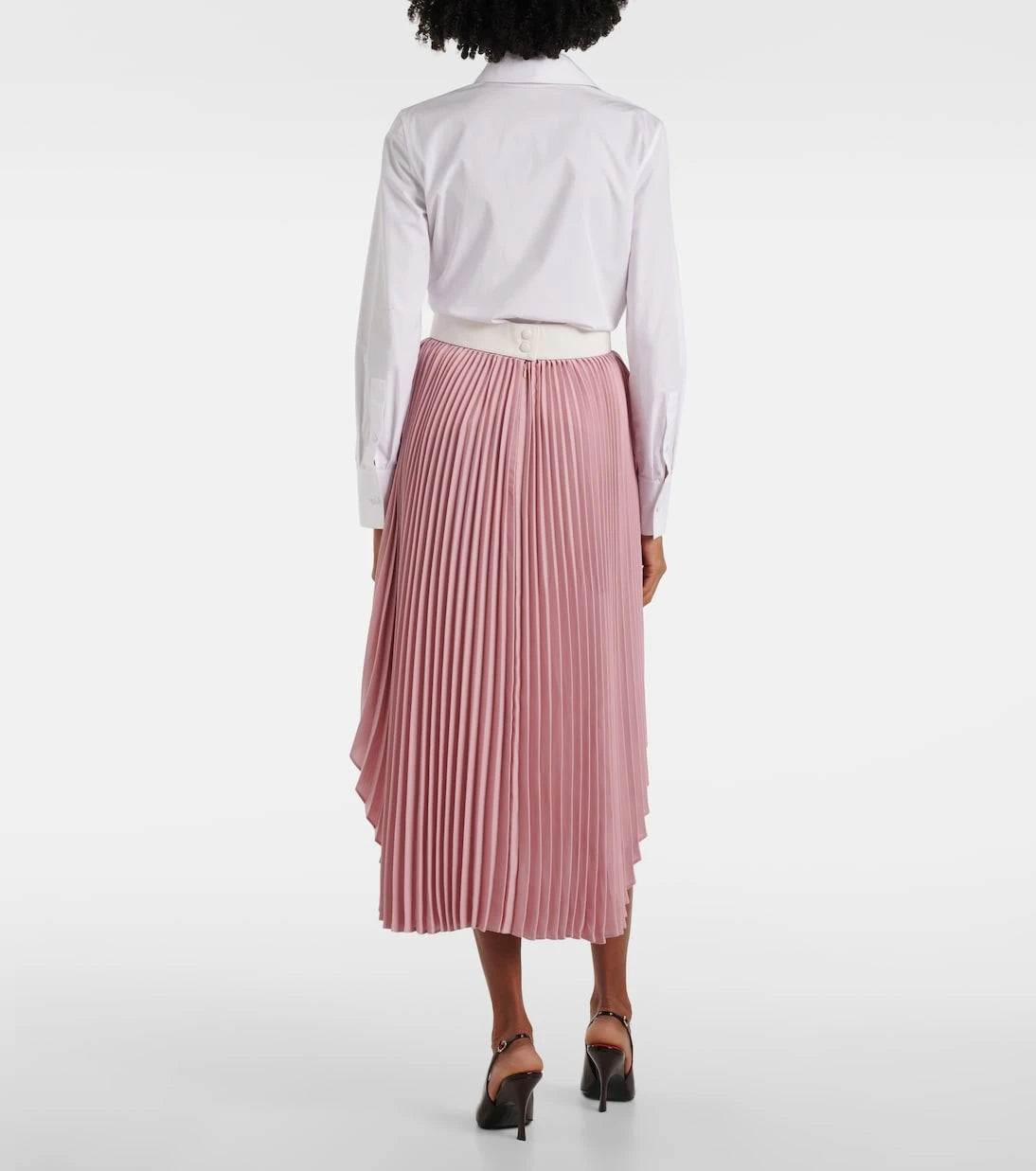 Stella McCartney - Leather-trimmed plissé maxi skirt